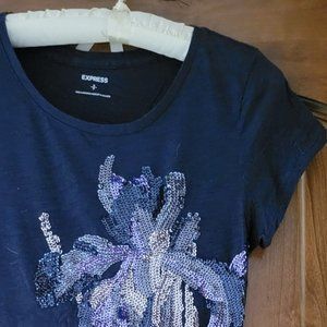 Express Sequin Navy Tee